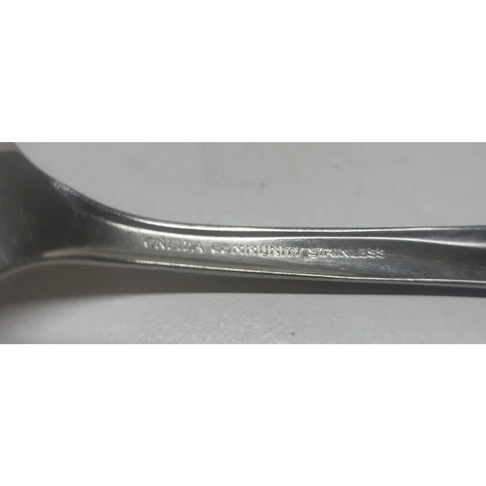 Oneida Community Twin Star Stainless Flatware Moon & Stars Slotted Serving Spoon